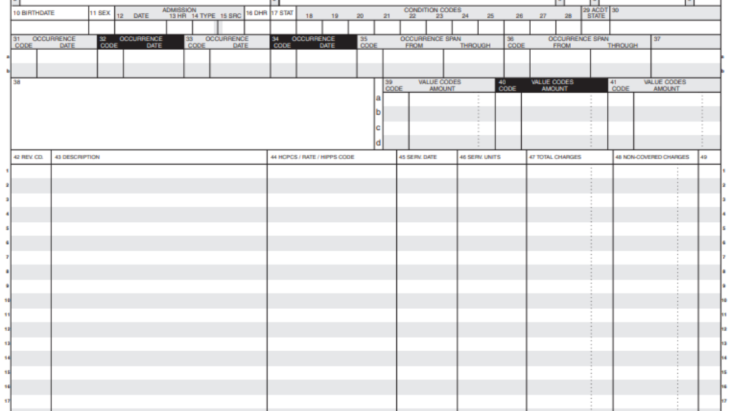 Ub- 04 type of medical insurance claim forms 